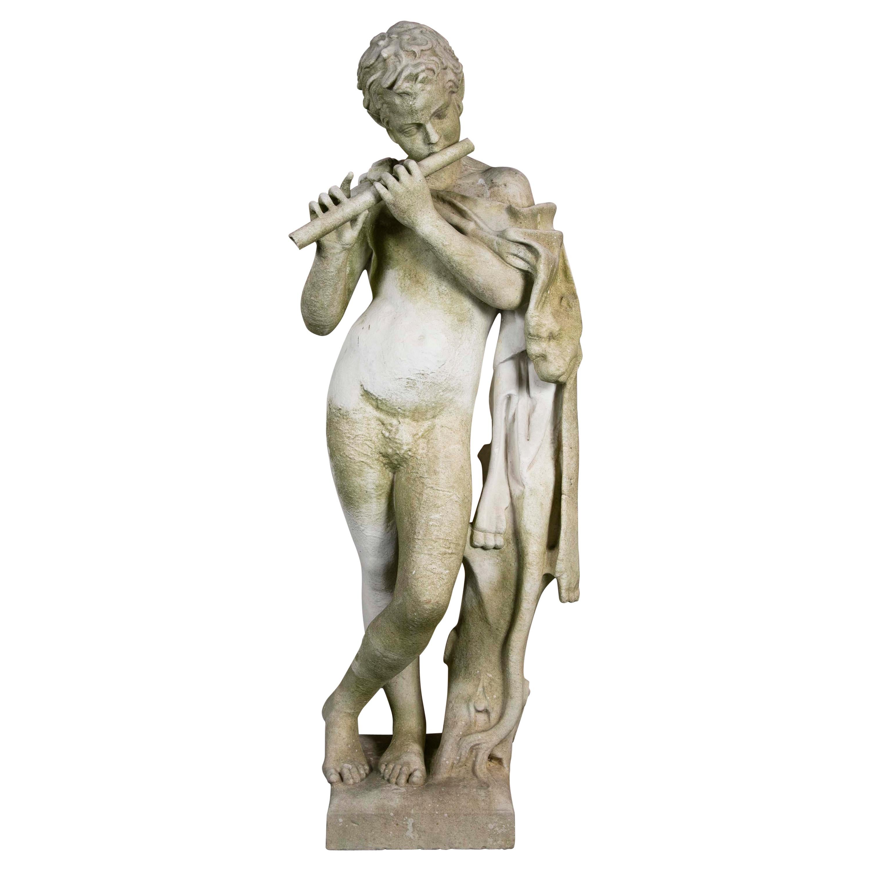 Italian Carved Carrera Marble Sculpture of a Boy