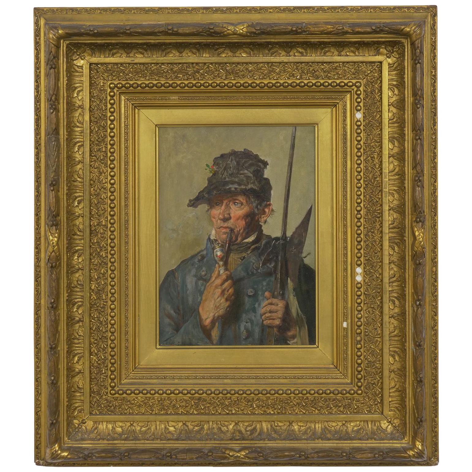 19th Century Oil Painting of a “16th Century Pikeman” Soldier's Portrait