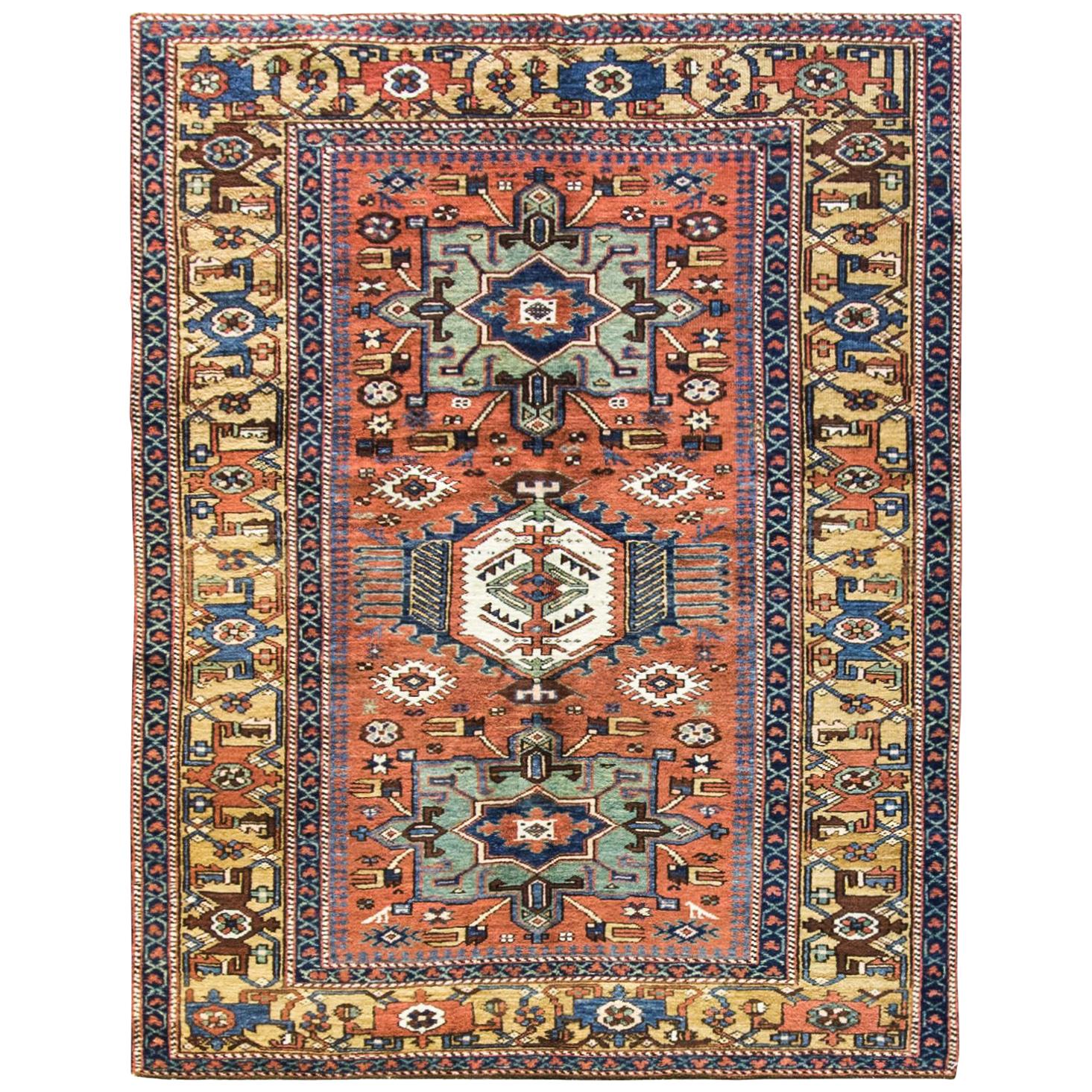 Antique  Persian Heriz / Karaja / Serapi Rug, 5'2" x 6'8" For Sale