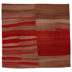 Vintage Abstract Modernist Striped Tribal Kilim Rug