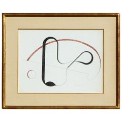 Abstraktes Aquarell von John Sennhauser, 1940