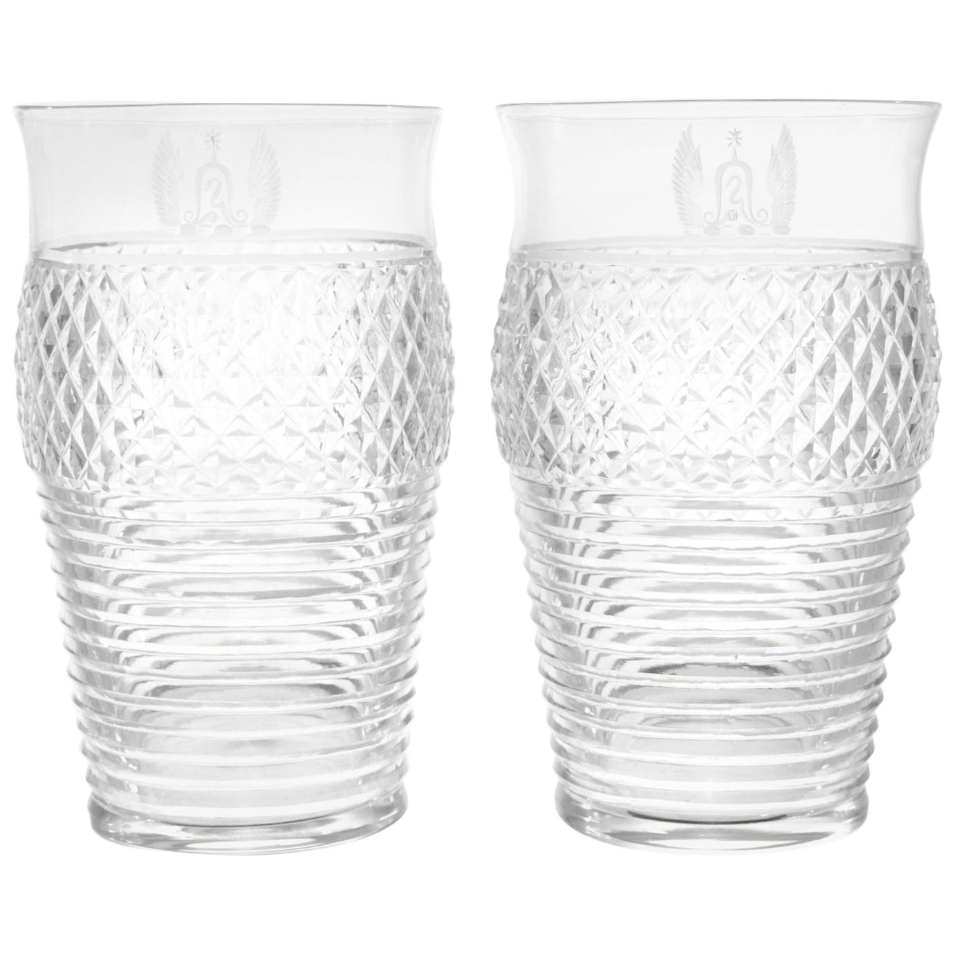 12 Art Deco Oversized Water Tumblers, England, circa 1920s