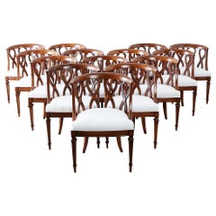Set of 14 Hollywood Regency Walnut Dining Chairs