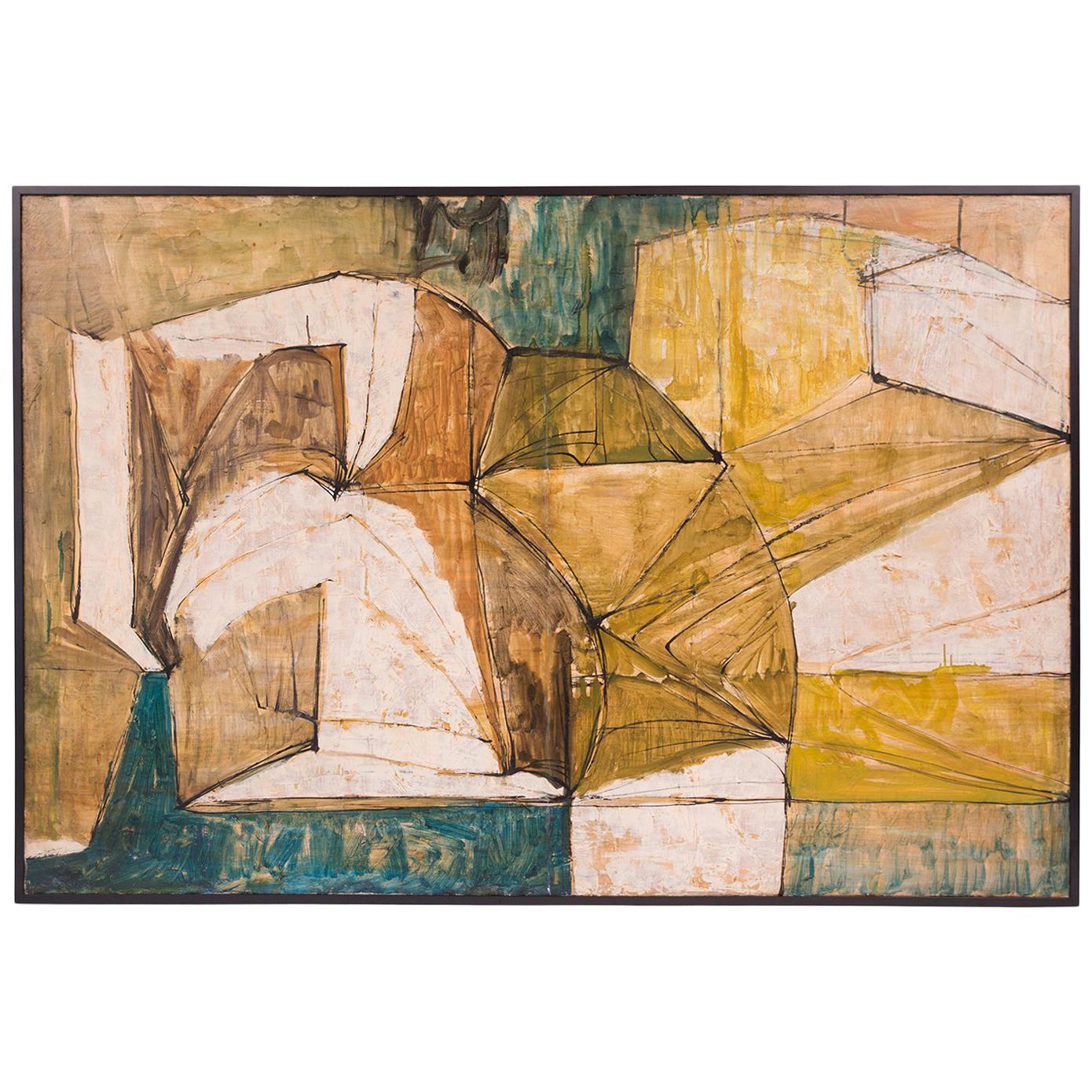 Large Midcentury Abstract Painting by Shiro Ikegawa