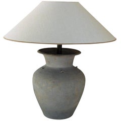 Unglazed Khmer Vase as Table Lamp