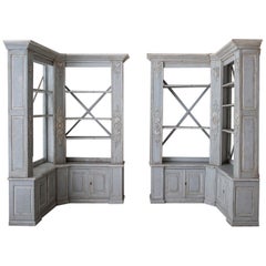 Antique Pair of French Louis XV Style Corner Bookcases