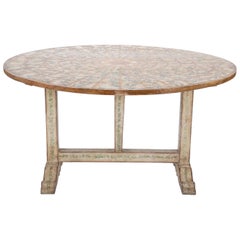 Large Continental Painted Wood Tilt-Top Table