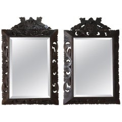 Pair of 19th Century Renaissance Carved Wood Mirrors