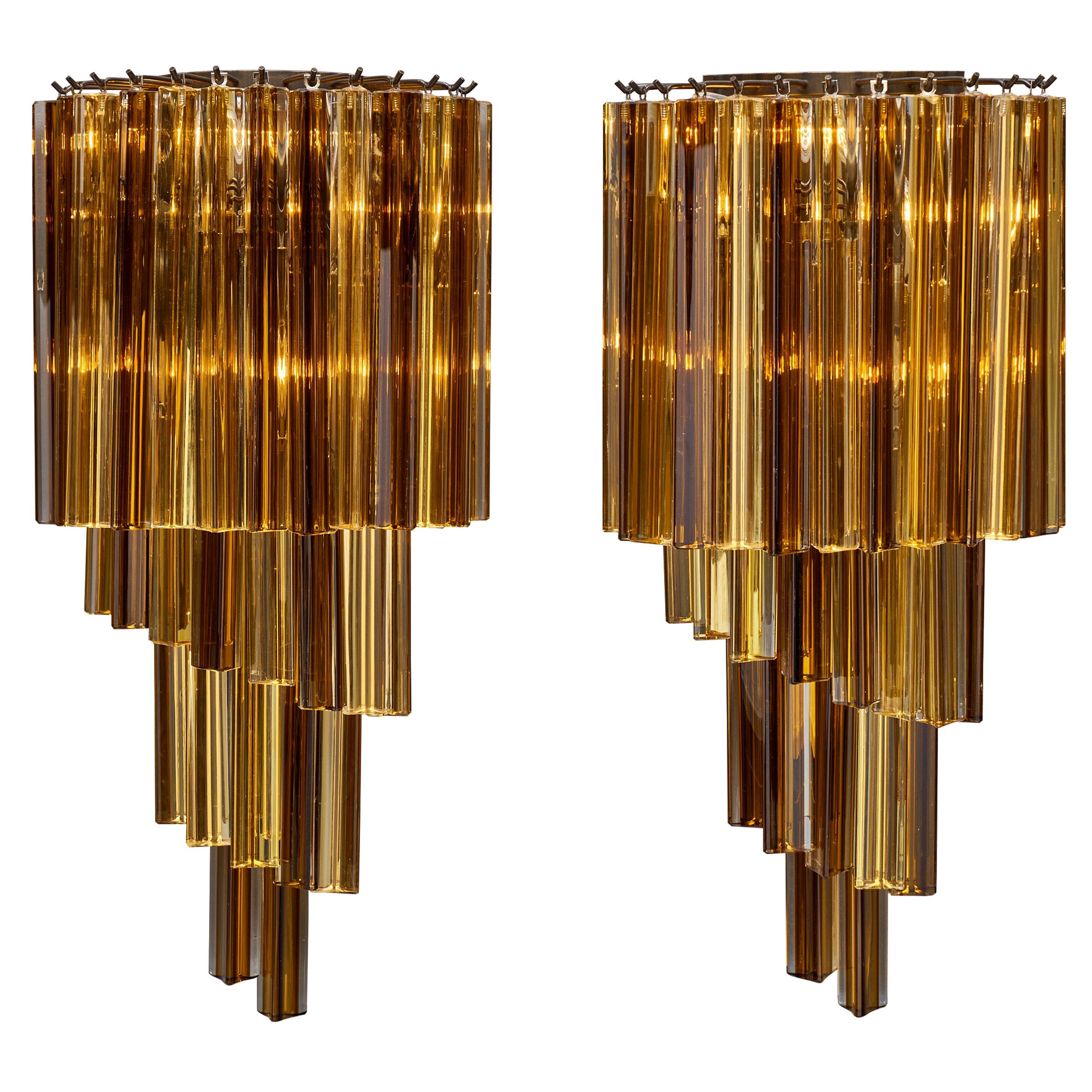 Amber Venini Style Murano Glass Sconces