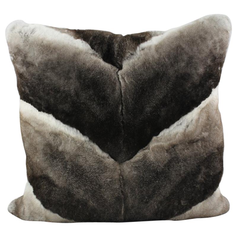 Grey Chinchilla Rabbit Fur Pillow Cushion
