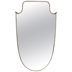 Large Italian Brass Shield Form Mirror