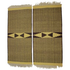 Vintage Pair of Small Midcentury Geometric Kilim Carpets, 1960s