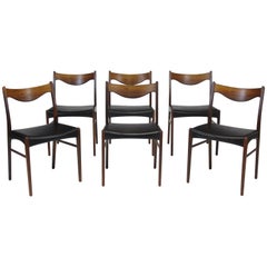 Arne Wahl Danish Rosewood and Leather Dining Chairs, Set of 6