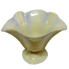 Steuben Ivorene Art Glass Ruffled and Footed Vase, circa 1930