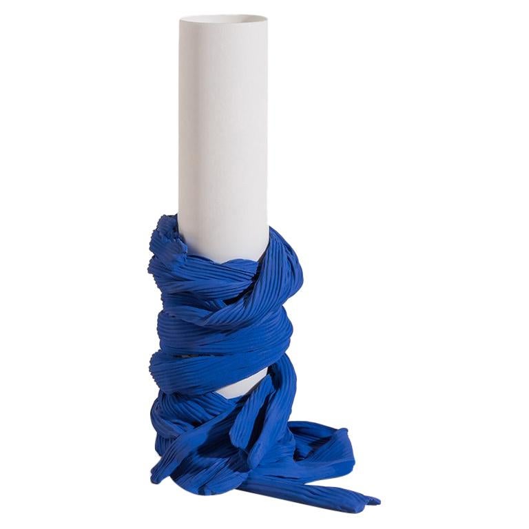Tertium Quid Vase S5 Porcelain Blue and White Fabric Texture