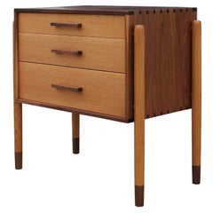 Danish Style Two-Tone Walnut Nightstand or Small Chest by Norm Stoeker