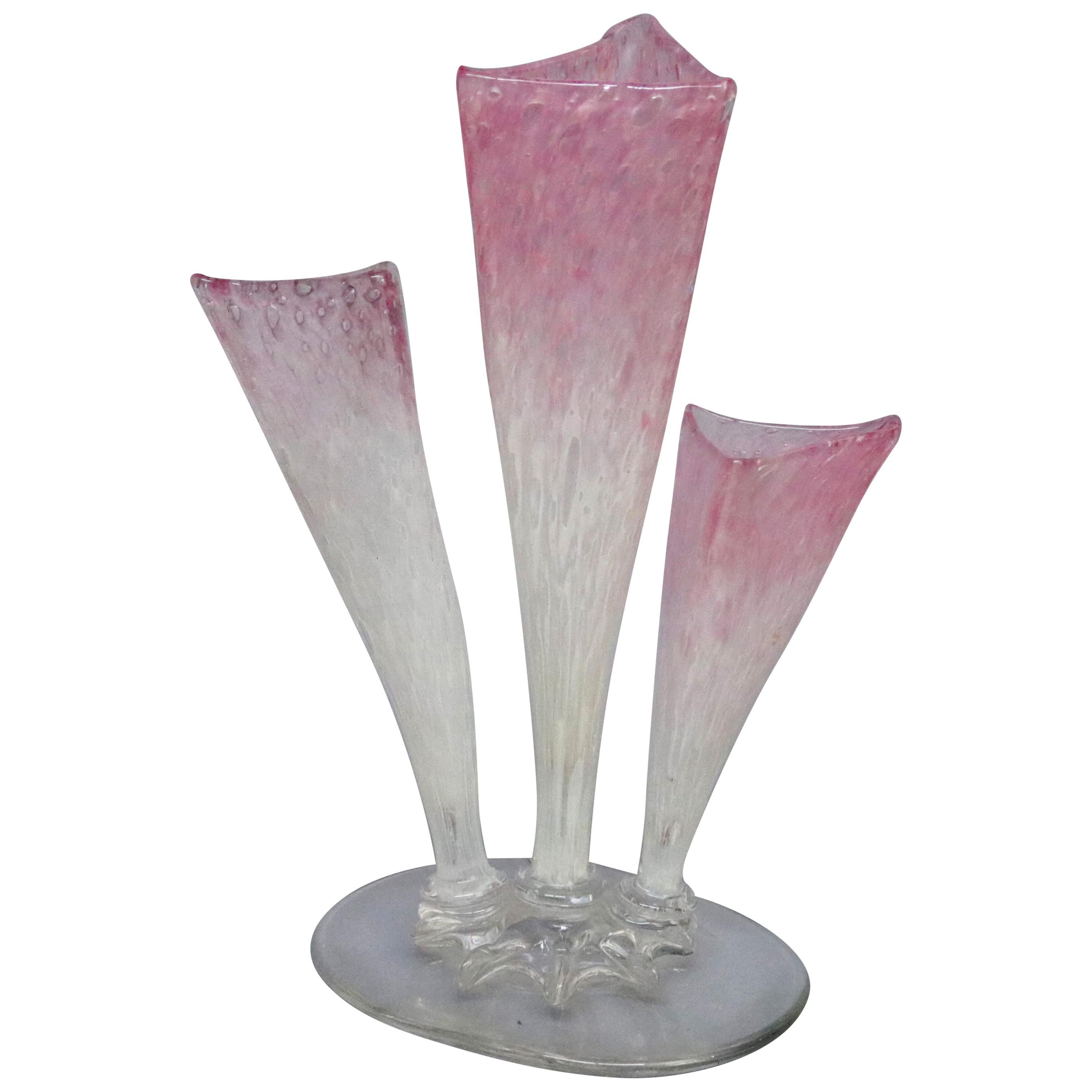 Steuben Rosaline Clutha Art Glass Stump Vase, circa 1930