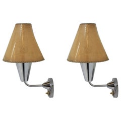 Pair of Chrome Art Deco Wall Lamps, 1940s
