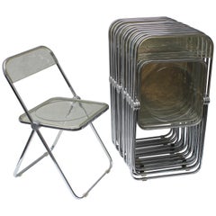 Vintage Set of 12 Giancarlo Piretti "Plia" Lucite Folding Chairs for Castelli