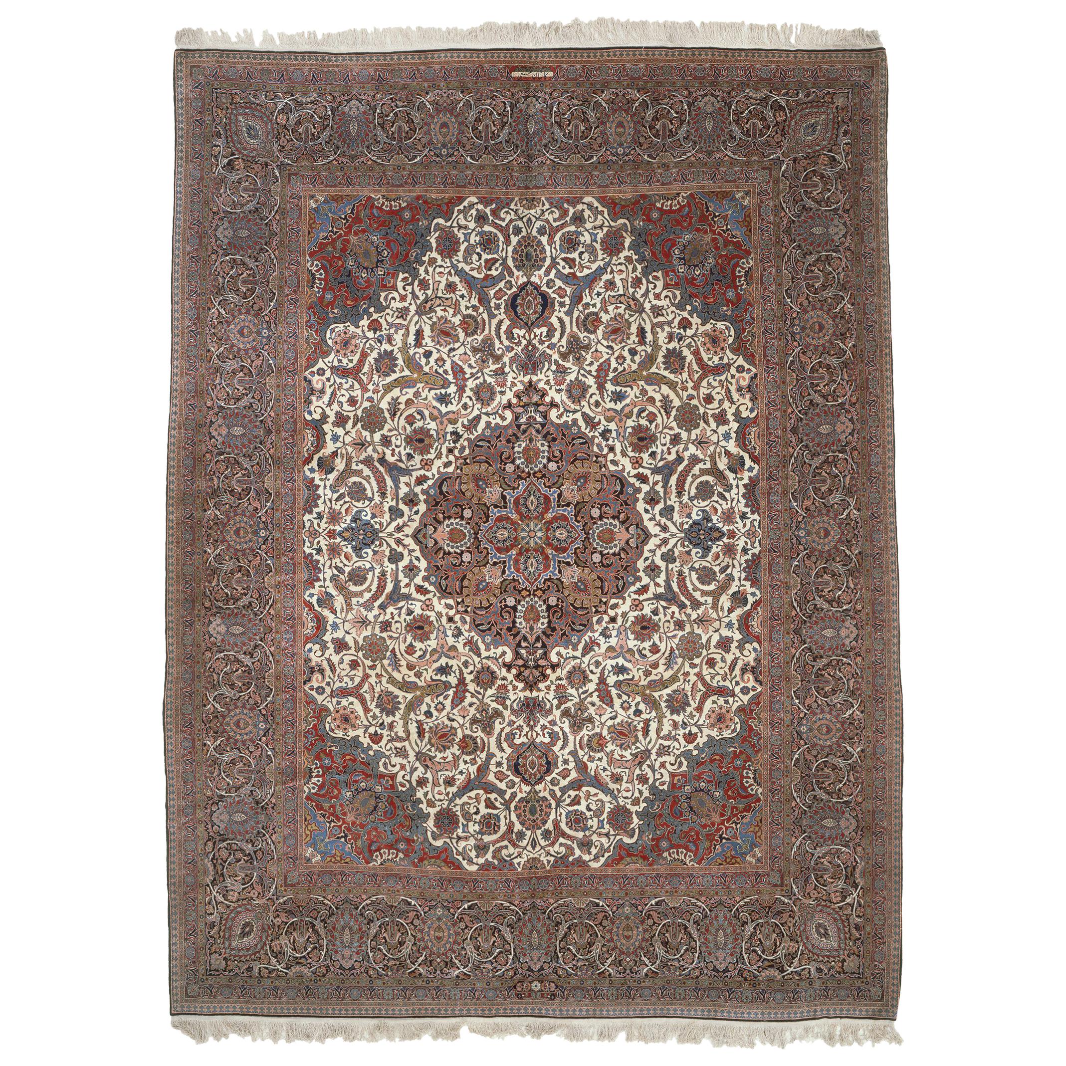 Early 20th Century Persian Dabir Kashan Rug For Sale