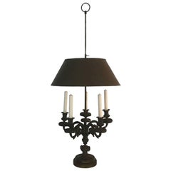 Impressive Patinated Bronze Antique Bouillotte Lamp