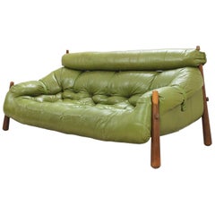Percival Lafer MP 81 Grünes Leder-Sofa 1972