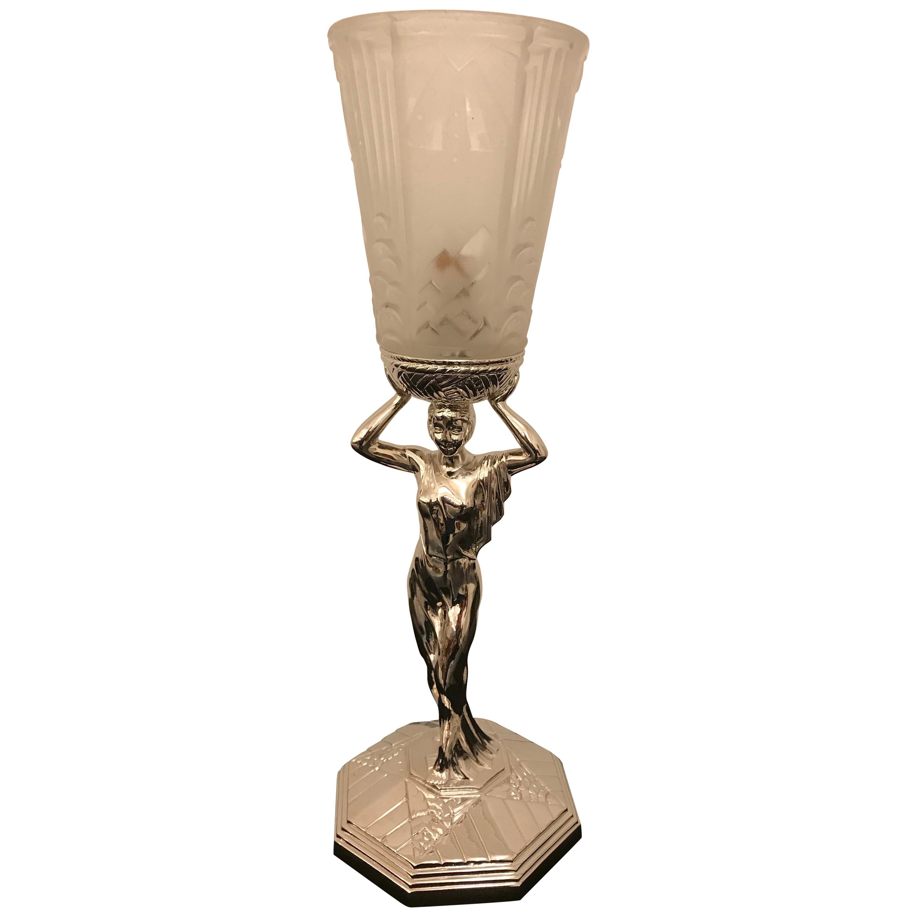 Lampada da tavolo Art Deco francese di Muller Frères Luneville