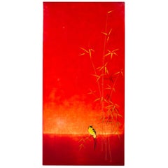 Red Lacquered Japanesque Panel by Bernard Dunand