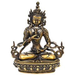 Tibetan Statue of Vajrassatva Buddha, Antique Gold Finish