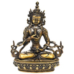 Tibetan Statue of Vajrassatva Buddha, Vintage Gold Finish 