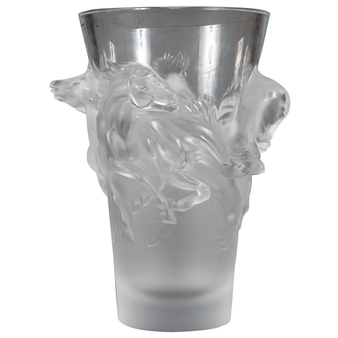 Fine Lalique France Limited Edition Equus Crystal Vase