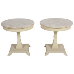 Pair of Tommi Parzinger Style Accent or Side Marble Top Tables