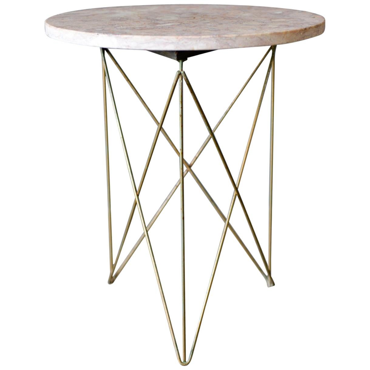 Martin Perfit for Rene Brancusi Stone and Brass Occasional Table, circa 1955