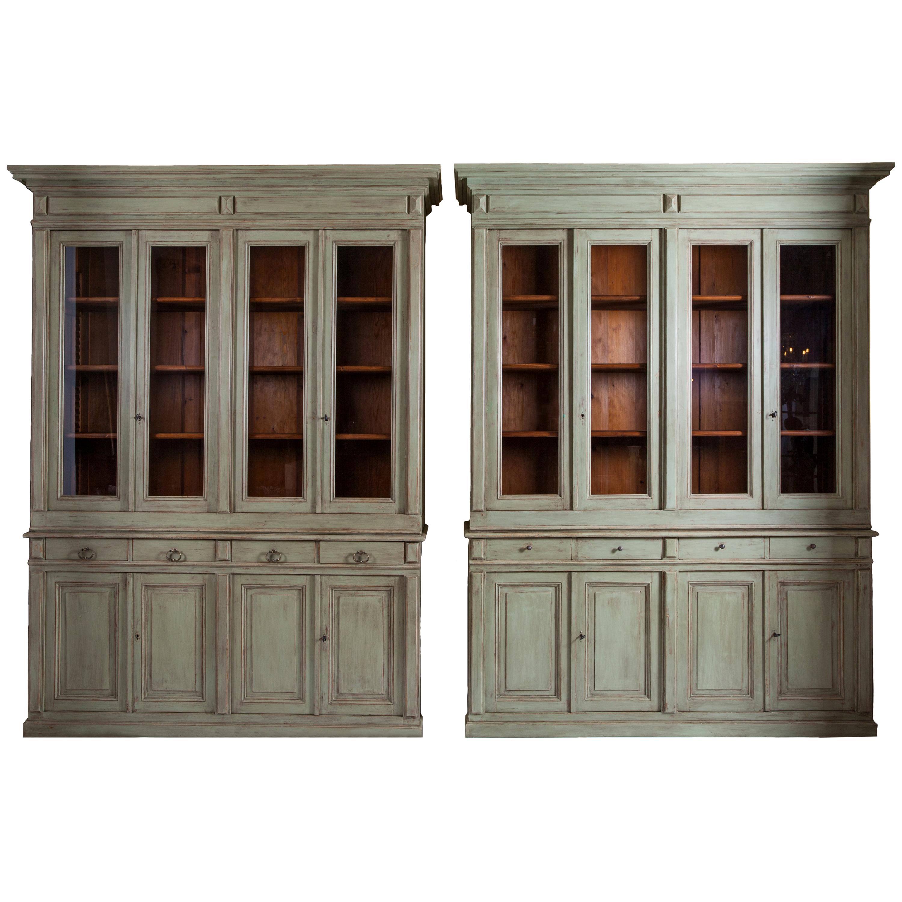 19th Century Neoclassical French Pinewood Pharmacy Bookcases