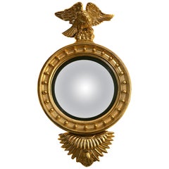 Regency Giltwood and Gesso Convex Wall Hanging Mirror