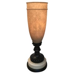 Tall Alabaster and Bronze Tourchere Table Lamp