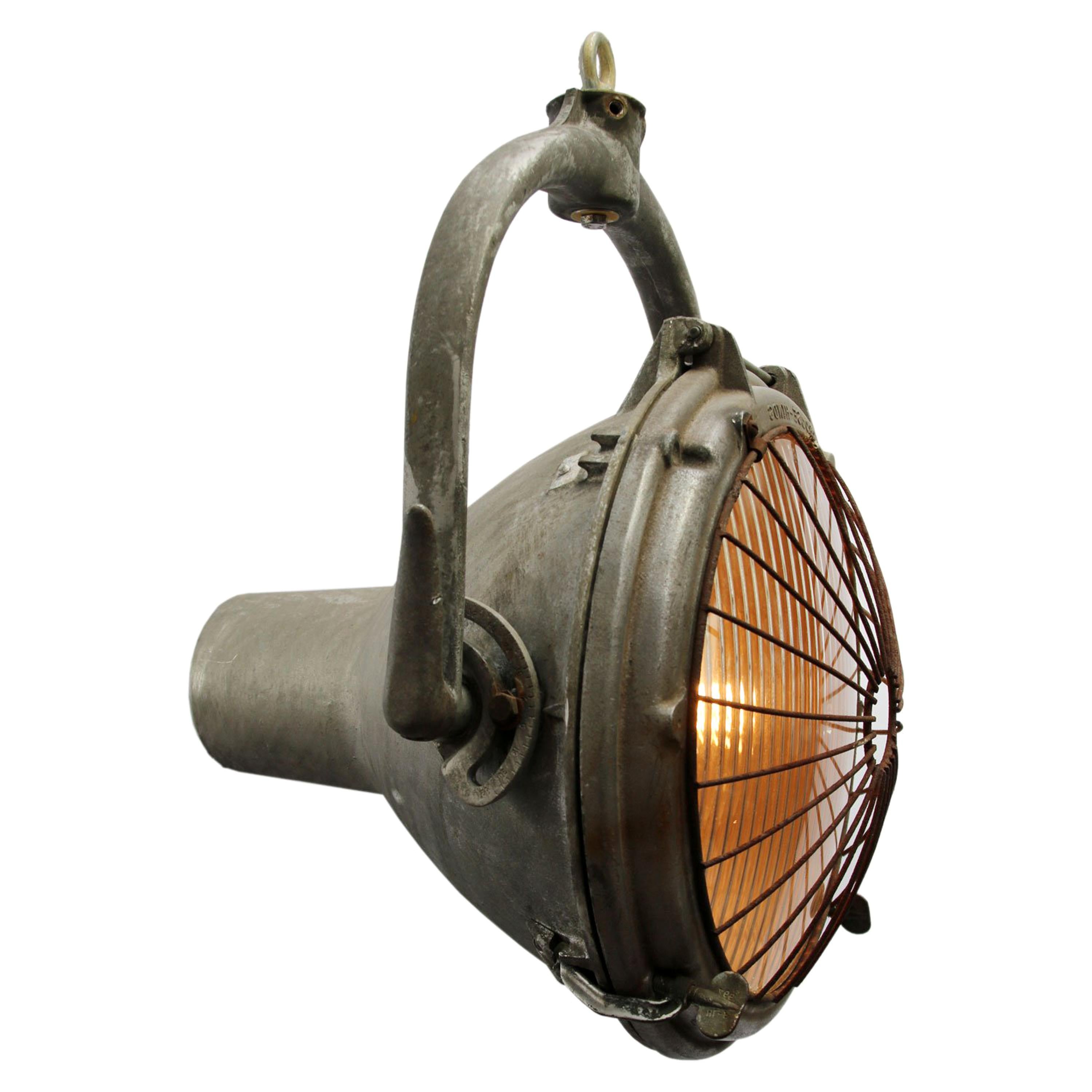 Cast Aluminum Vintage Industrial Striped Glass Crouse-Hinds Hanging Spot Light