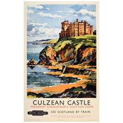 Original Vintage British Railways Poster Culzean Castle Scotland Eisenhower Home