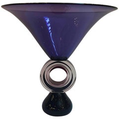 Art Italian Glass Amethyst Pedestal Bowl