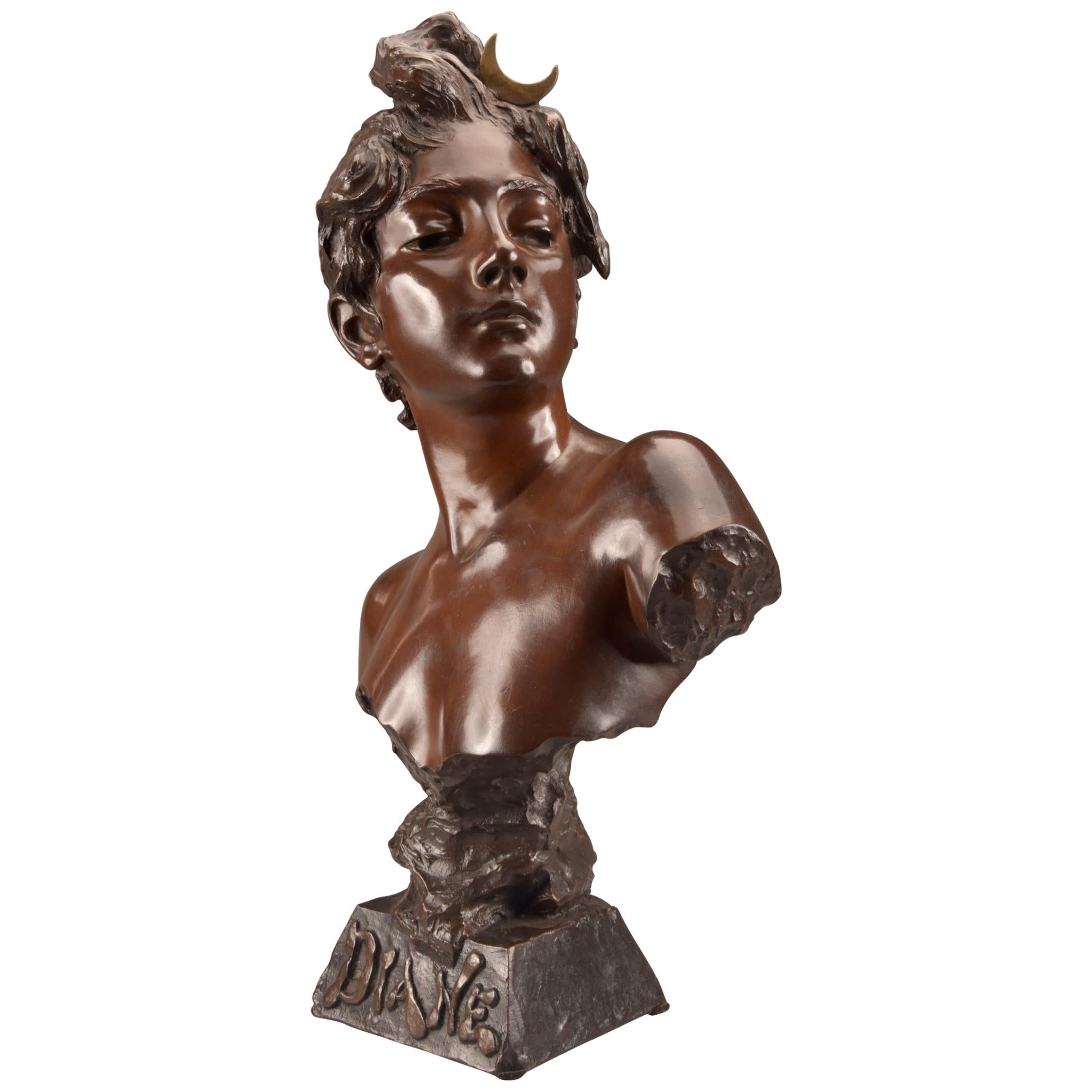 Emmanuel Villanis, Bronze Buste "Diane"