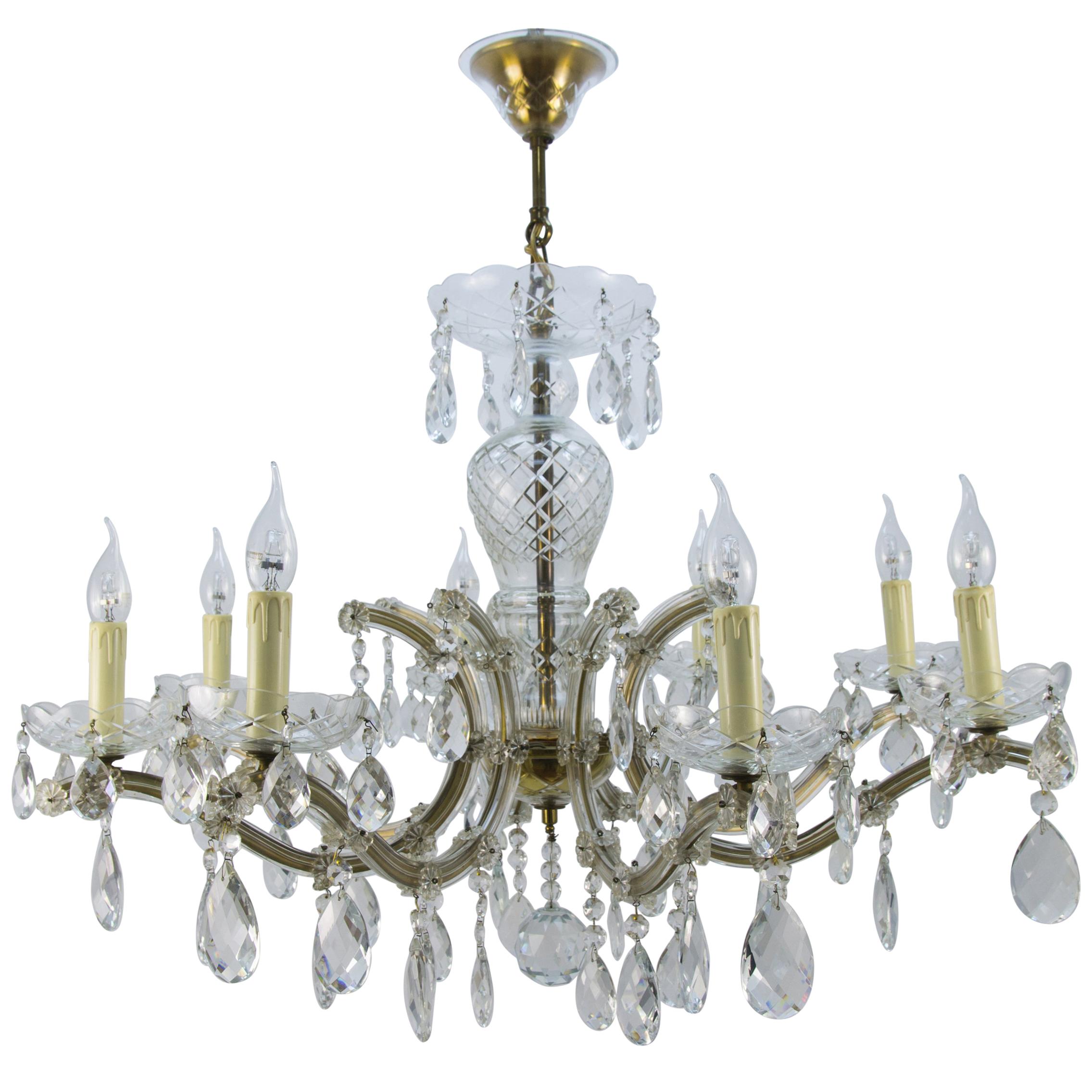 Maria Theresa Style Eight-Light Crystal Glass Chandelier, Italy, 1950s