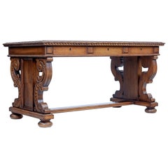 Late 19th Century Carved Oak Library Table