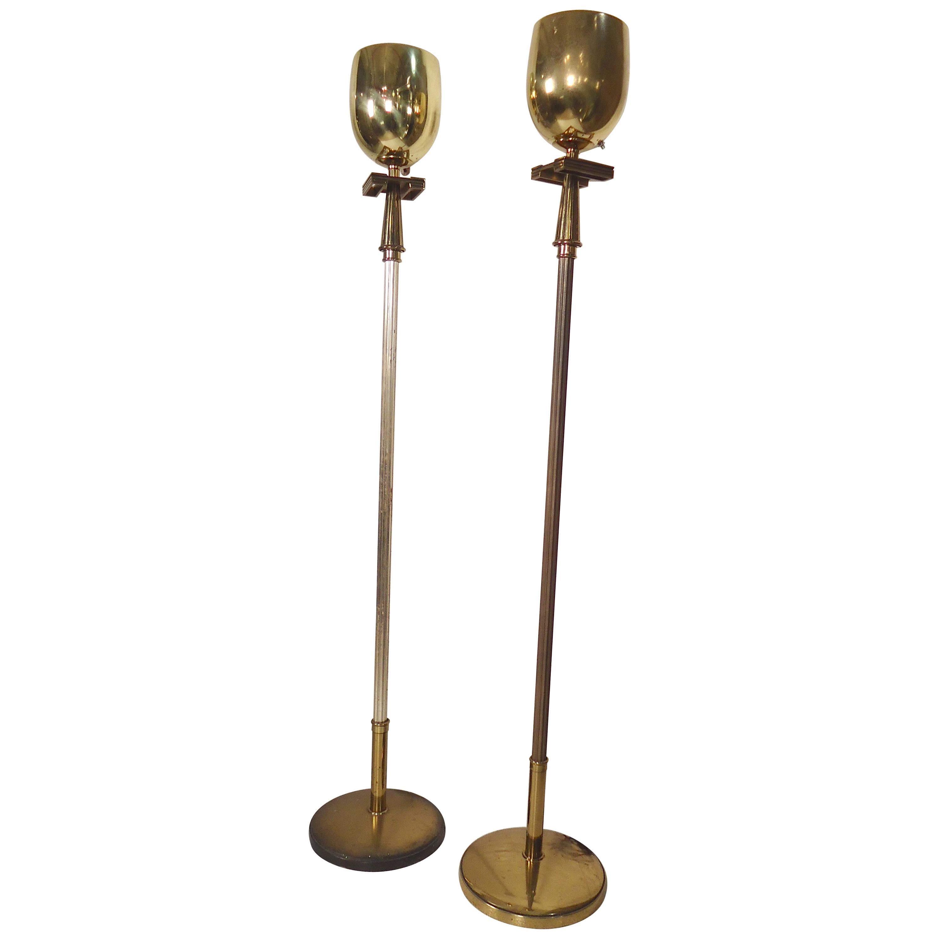 Pair of Brass Torchiere Lamps
