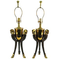 Vintage Modern Equestrian Themed Table Lamps with Horse Heads