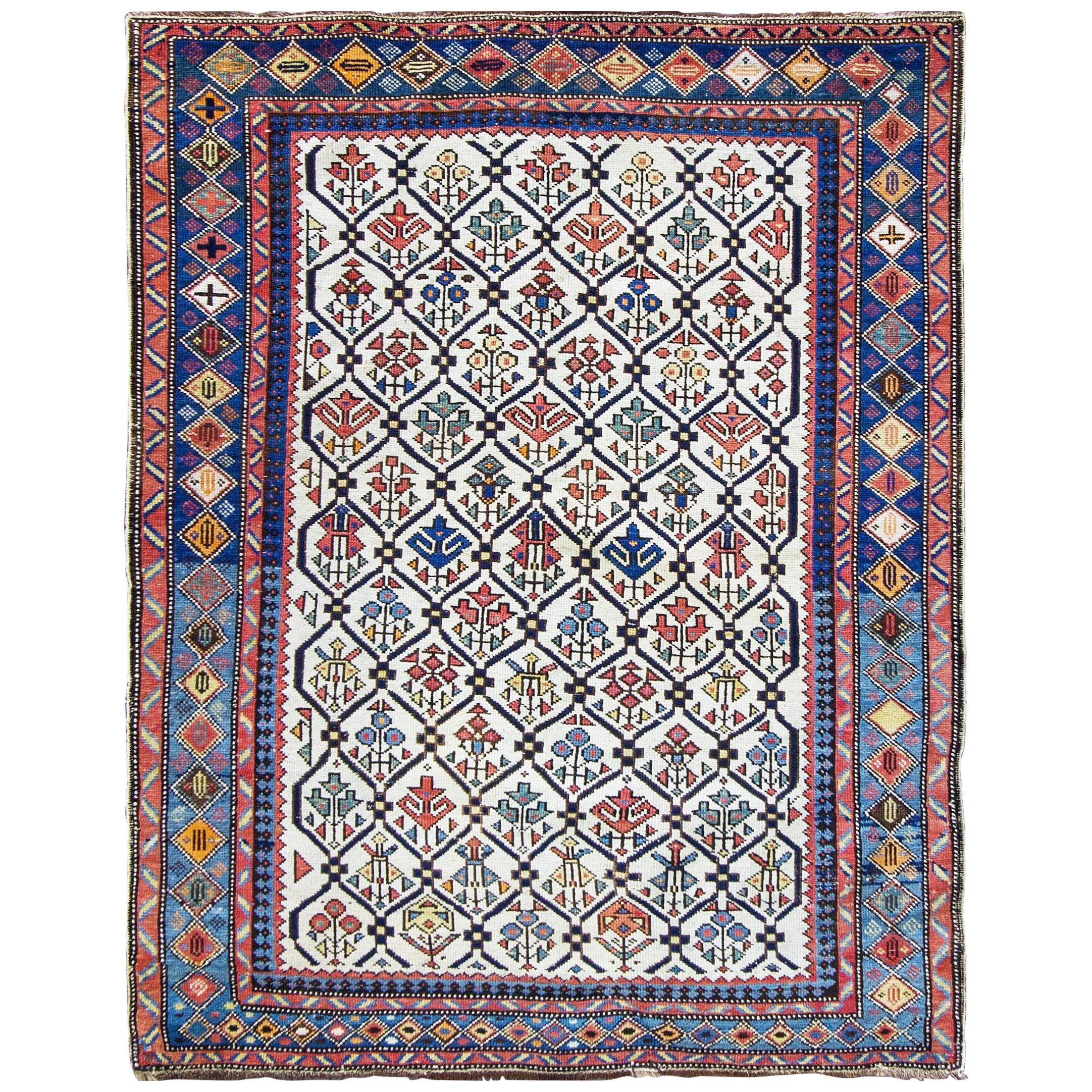 Antique Caucasian Shirvan/ Kazak Rug, 3'6" x 4'7" For Sale