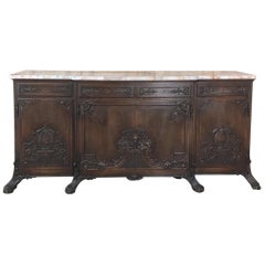 19th Century French Louis XIV Marble-Top Buffet