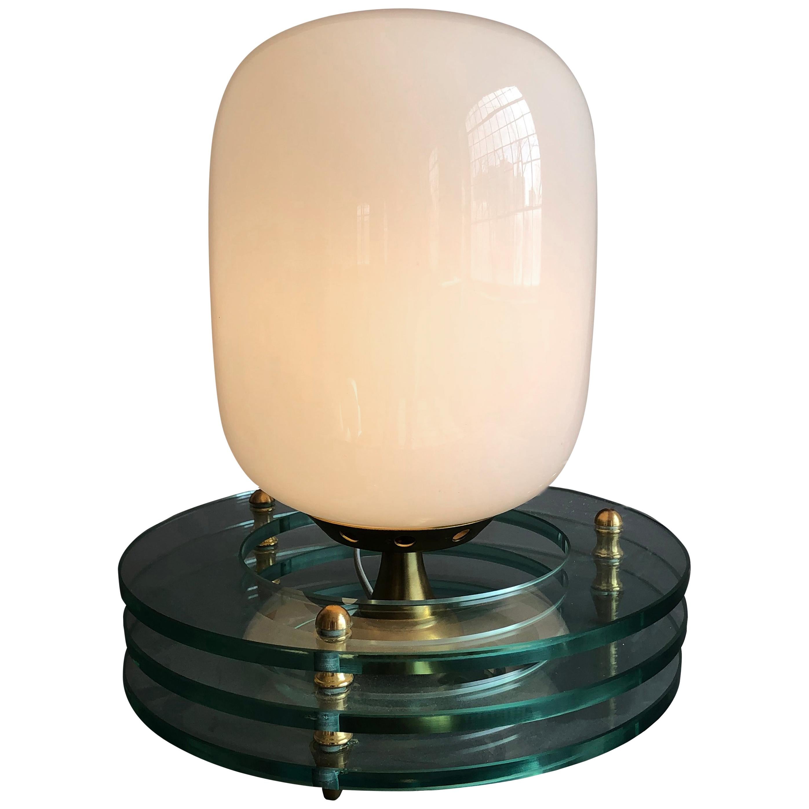 Unusual Cocoon Opaline Glass Table Lamp, Italy, 1970s For Sale