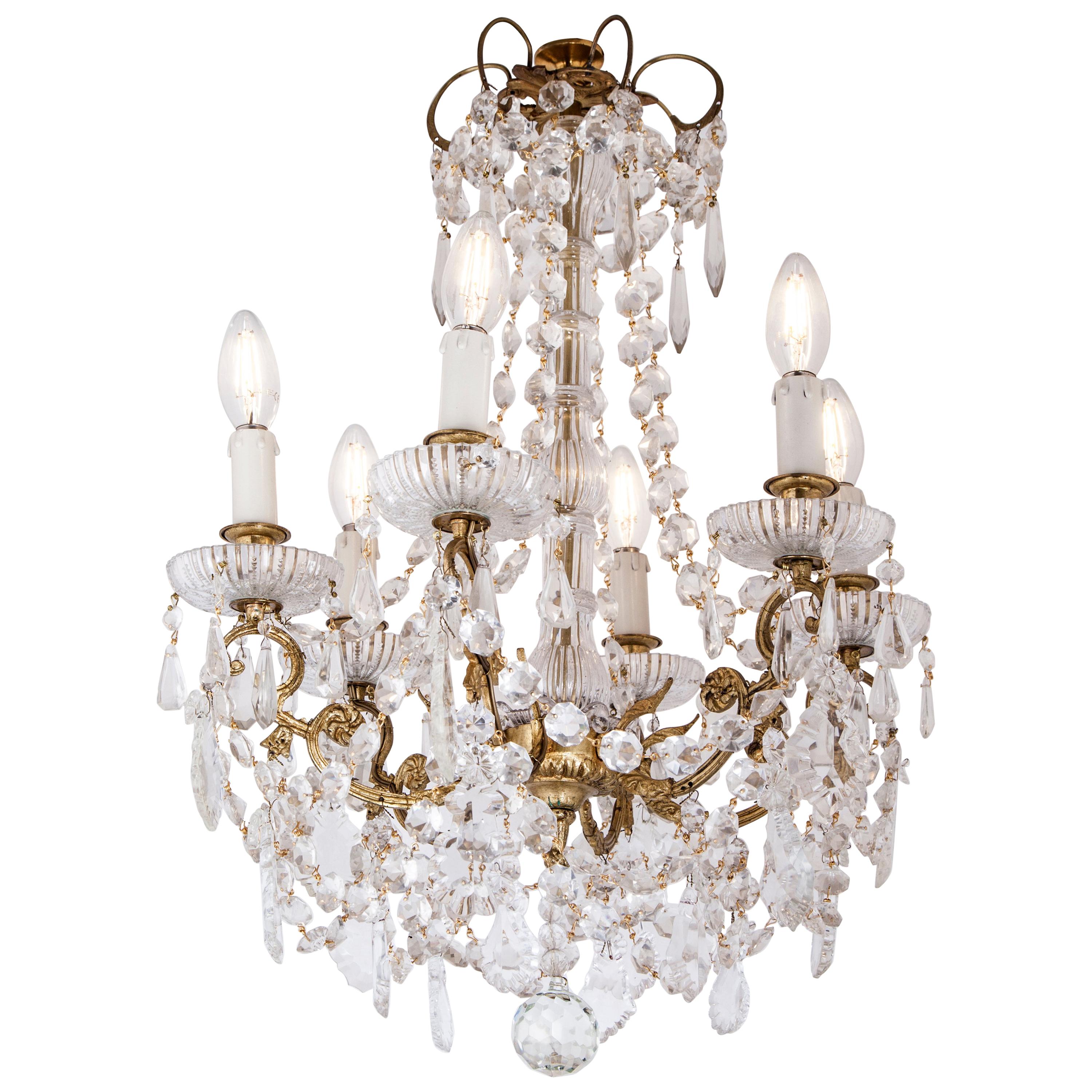 20th Century Gilded Bronze Crystals French Chandelier