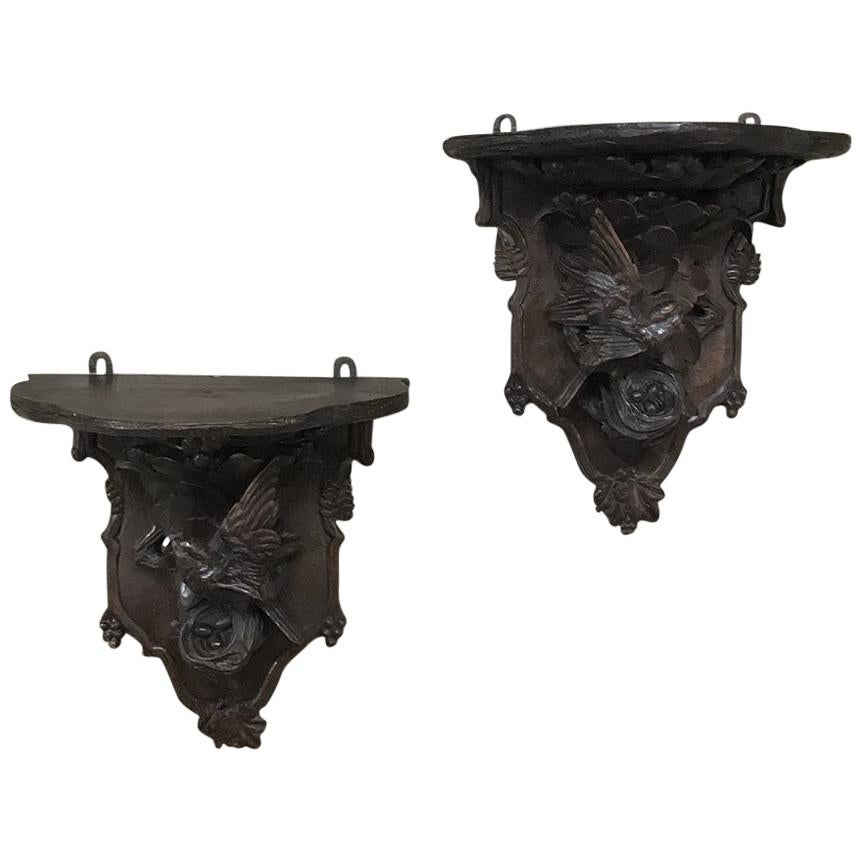 Pair of 19th Century Black Forest Wall Sconces