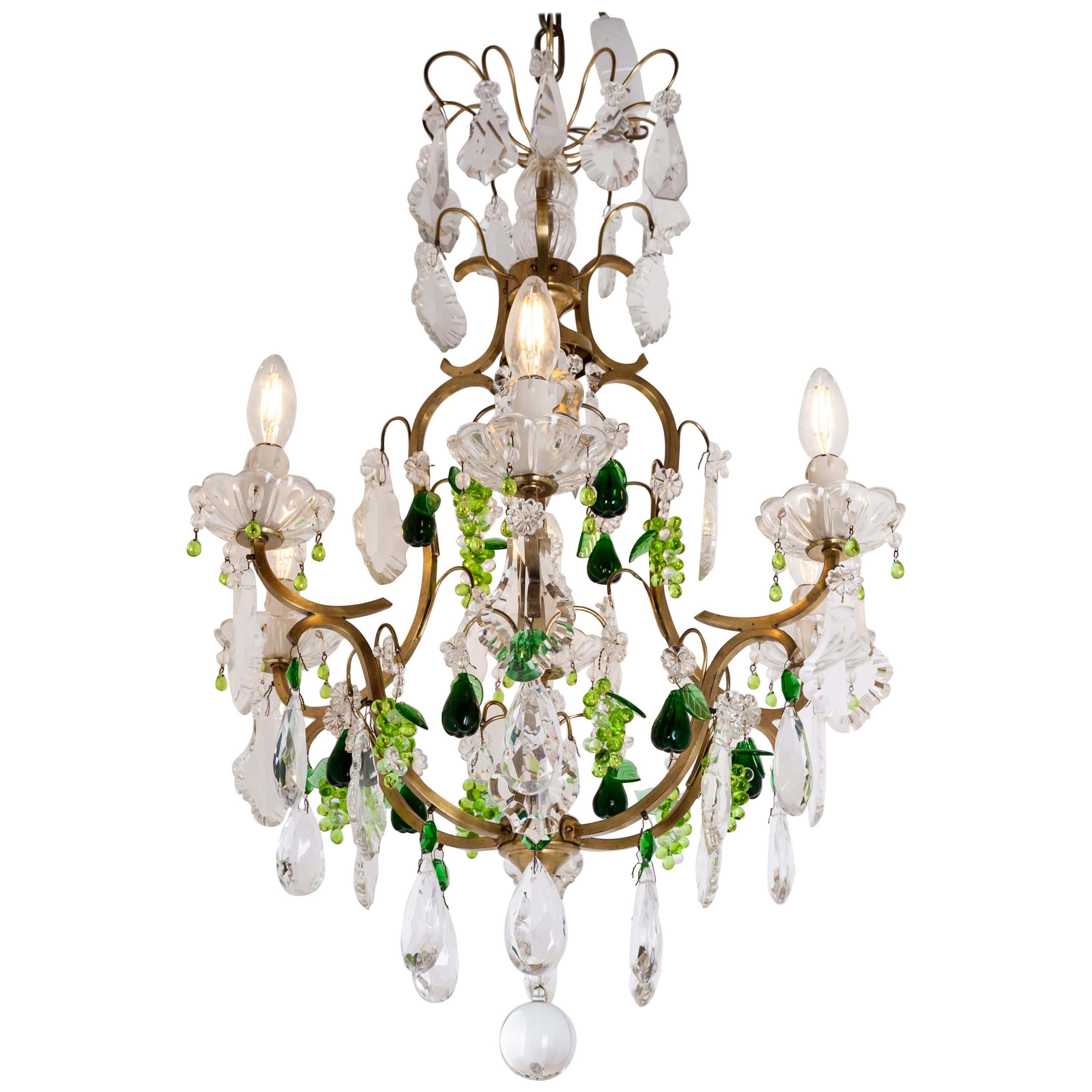 20th Century Brass and Crystals French Chandelier
